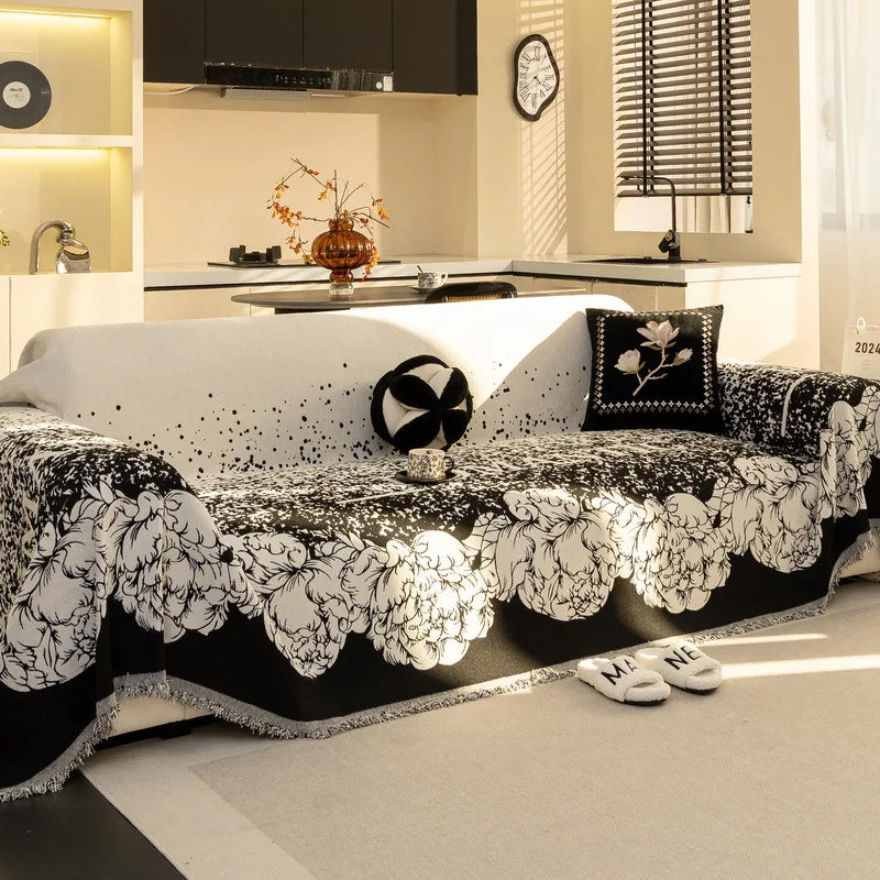 EIFLOY-Flower Chenille Sofa Towel Blanket, 3 Seater, Anti Scratch, Couch Cover for Living Room, Universal Furniture Protector